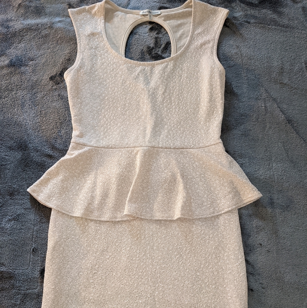 Charlotte Russe Cream Dress with cut out upper back